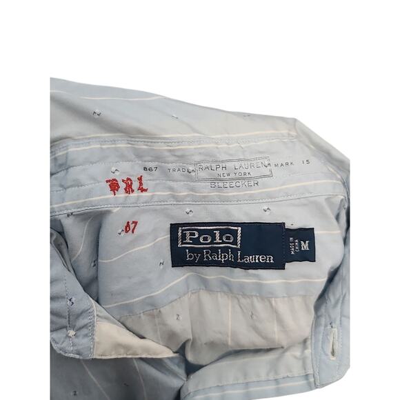 Polo Ralph Lauren Bleecker Edition Blue Striped Button Shirt Size L - Picture 3 of 5
